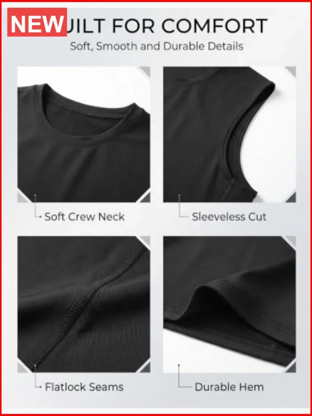 5 Pack Men's Athletic Compression Tank Tops Sleeveless Workout Shirts Base Layer